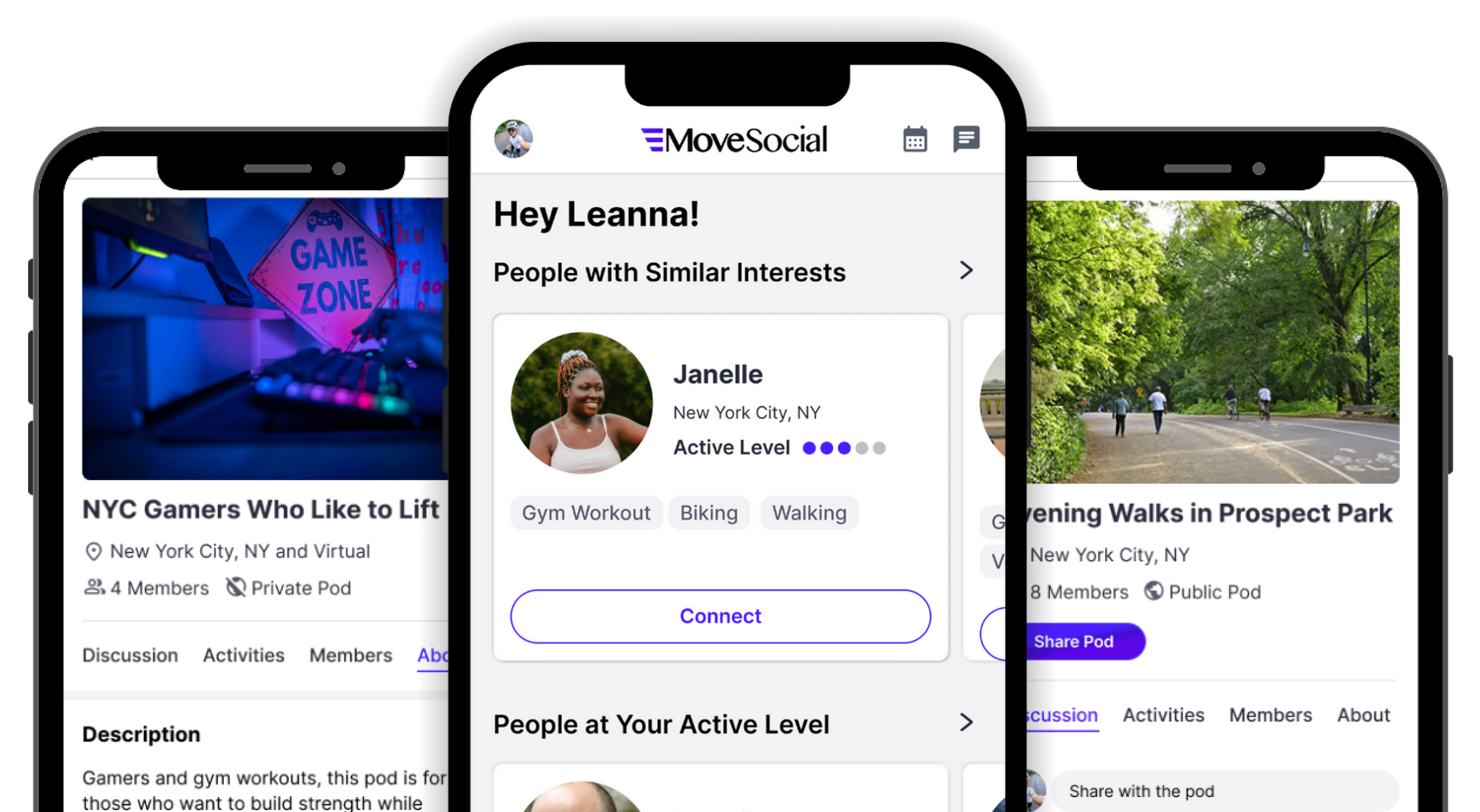 MoveSocial App Mockups