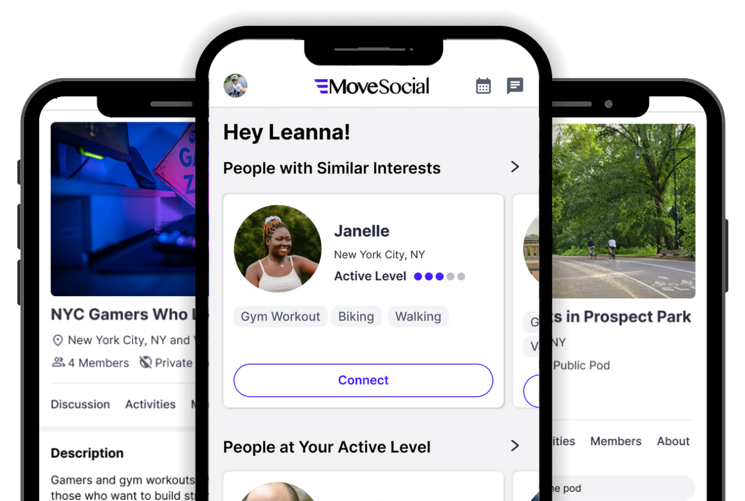 MoveSocial App Mockups